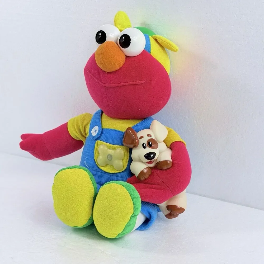 Tyco Sesame Street Elmo Plush 1997 Vintage Jim Henson Overalls Dog Toy Mattel